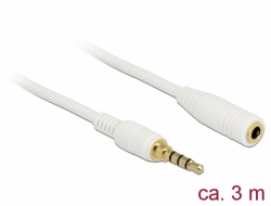 Delock Stereo Jack prodlužovací kabel 3,5 mm 4 pin samec na samici 3 m bílá