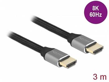Delock Ultra vysokorychlostní HDMI kabel, 48 Gbps, 8K 60 Hz, šedá 3 m certifikovaný