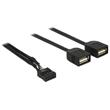 Delock USB kabel Pin konektor samice > 2 x USB 2.0 type-A samice 40 cm