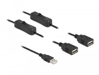 Delock USB Typ-A kabel, samec na 2 x USB Typ-A samice, se spínačem, 1 m
