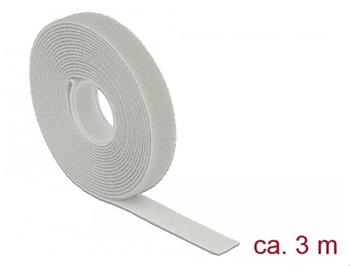 Delock Vázací pásky na suchý zip D 3 m x Š 13 mm oválné šedá