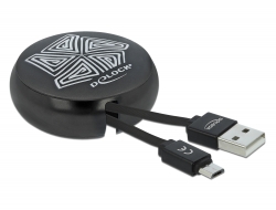 Delock Zatažitelný kabel USB 2.0 Typu-A na Micro-B, cerný