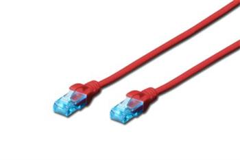 Digitus Ecoline Patch kabel, UTP, CAT 5e, AWG 26/7, červený 3m, 1ks