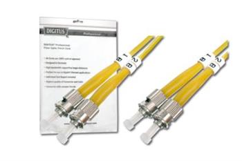 DIGITUS Fiber Optic Patch Cord, ST to ST, Singlemode, OS1, 09/125 µ, Duplex Length 1m