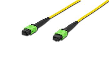 Digitus Fiber Optic Patchcord, MPO to MPO, Female OS2, Singlemode 09/125 µ, 10m, Method A Jacket: yellow, Housing: green