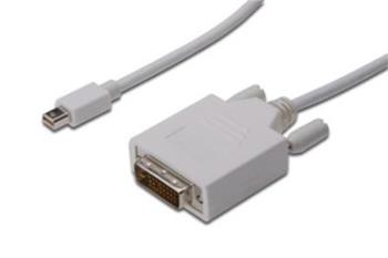 Digitus kabelový adptér DisplayPort, mini DP - DVI (24 + 1) M / M, 1,0 m, kompatibilní s DP 1.1a, CE, wh