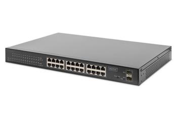 DIGITUS Přepínač Gigabit Ethernet PoE, 24portový PoE + 2 SFP, 380W PoE rozpočet