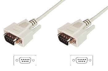 Digitus Připojovací kabel datového přenosu, D-Sub9 M / M, 3,0 m, sériový, lisovaný, be