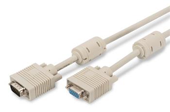Digitus Prodlužovací kabel monitoru VGA, HD15 M / F, 10 m, 3Coax / 7C, 2xferit, be