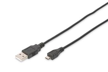 Digitus USB 2.0 connection cable, type A - micro B M/M, 1.8m, USB 2.0 compatible, bl