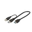 Digitus USB 3.0 Y-adapter cable, type 2xA - A M/M/F, 0.3m, Super Speed, bl