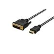 Ednet kabelový adaptér HDMI, typ A - DVI (24 + 1) M/M, 3,0 m, Full HD, bavlna, zlato, bl