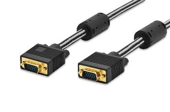 Ednet Připojovací kabel monitoru VGA, HD15 samec/samec, 1,8 m, 3Coax / 7c, 2xferit, bavlna, zlato, černý