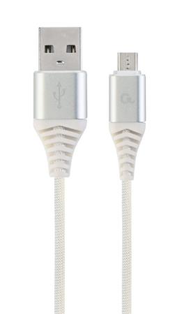 GEMBIRD CABLEXPERT Kabel USB 2.0 AM na MicroUSB (AM/BM), 1m, opletený, bílo-stříbrný, blister, PREMIUM QUALITY