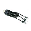 GEMBIRD CABLEXPERT Kabel USB A Male/Micro B + Type-C + Lightning, 1m, opletený, černý, blister