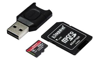 KINGSTON 256GB microSDHC Canvas React Plus 280R/160W U3 UHS-II V90 Card + SD Adptr + čtečka