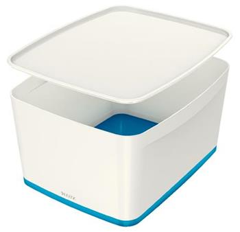 LEITZ Úložný box s víkem MyBox, velikost L, bílá/modrá