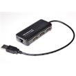 MicroConnect USB2.0 HUB 3-portový + Ethernet 10/100Mbps, bez ext. napájení, černý
