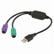 Nedis CCGP60830BK03 - USB – PS/2 Kabel s Adaptérem | USB A Zástrčka - 2x PS/2 Zásuvka | 0,3 m | Černá barva