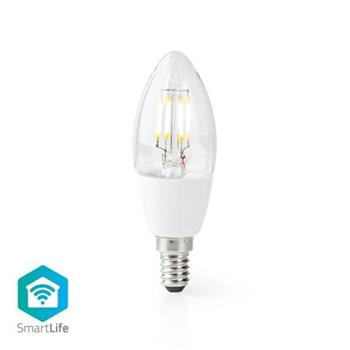 Nedis WIFILF10WTC37- Wi-Fi Chytrá LED Žárovka | E14 | Svíčka | 5 W | 400 lm | Teplá Bílá, G