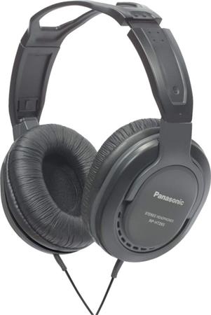 Panasonic RP-HT265E-K, drátové sluchátka, přes hlavu, 3,5mm jack, 6,3mm jack, kabel 5m, ovládání hlasitosti, černá