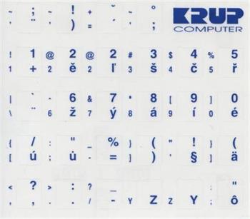 Premium CZ přelepky pro klávesnice s cizím layoutem - modré písmo, průhledné pozadí