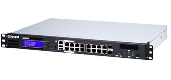 QNAP QGD-1600P: 16 1GbE PoE ports with 2 RJ45 and SFP+ combo port. (Support 4 IEEE 803.3bt PoE ++ ports, each port can supply up t